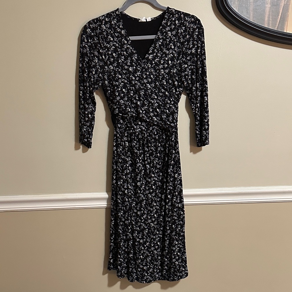 Floral Black Maternity Dress